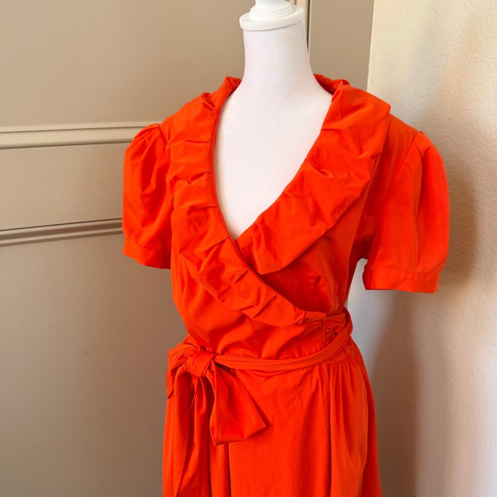 Diane Von Furstenberg Bethania Orange Wrap Dress Size 12 - Picture 3 of 10
